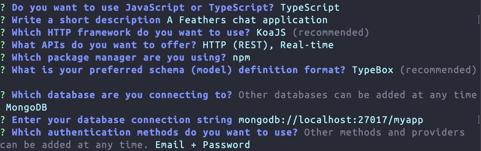 feathers generate app prompts