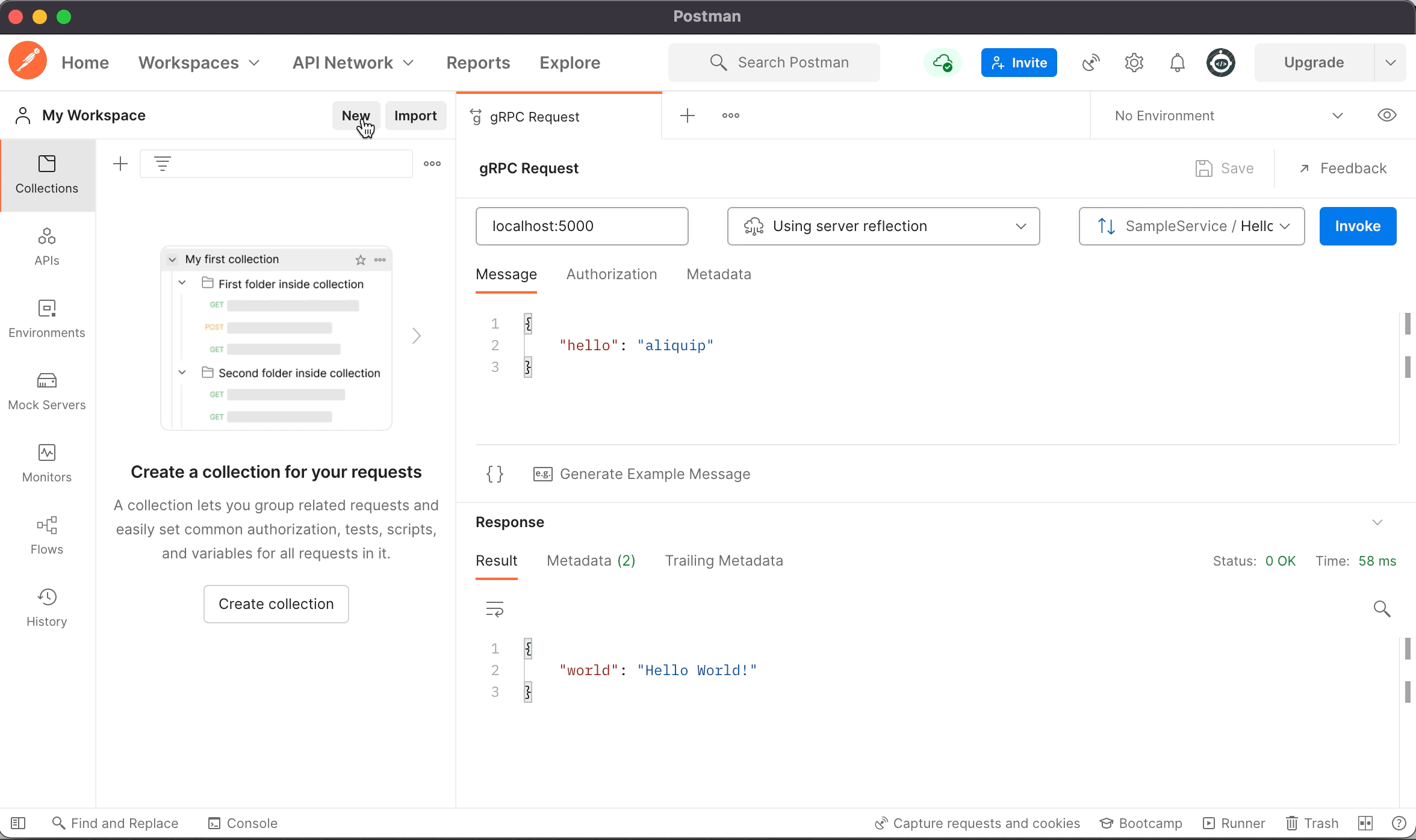 example of reflection working with postman